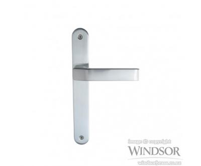 Qube door handle from Windsor. Available in brushed nickel, satin chrome, powder coat and other finishes upon request.