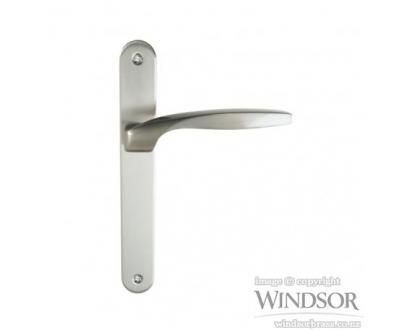 Titan door handle from Windsor. Available in brushed nickel, satin chrome, powder coat and other finishes upon request.